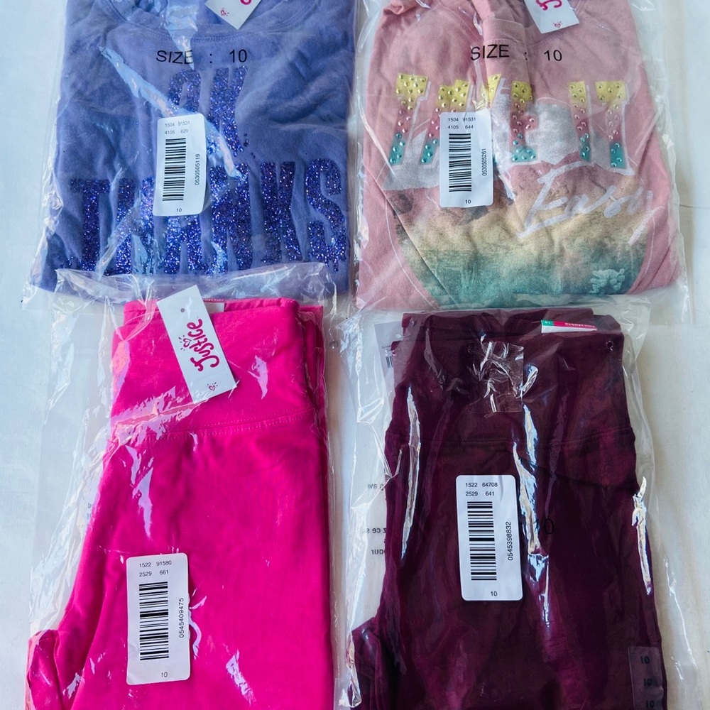 Justice shirts and leggings bundle size 10